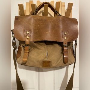 Distressed Canvas & Leather Laptop/Messenger Bag